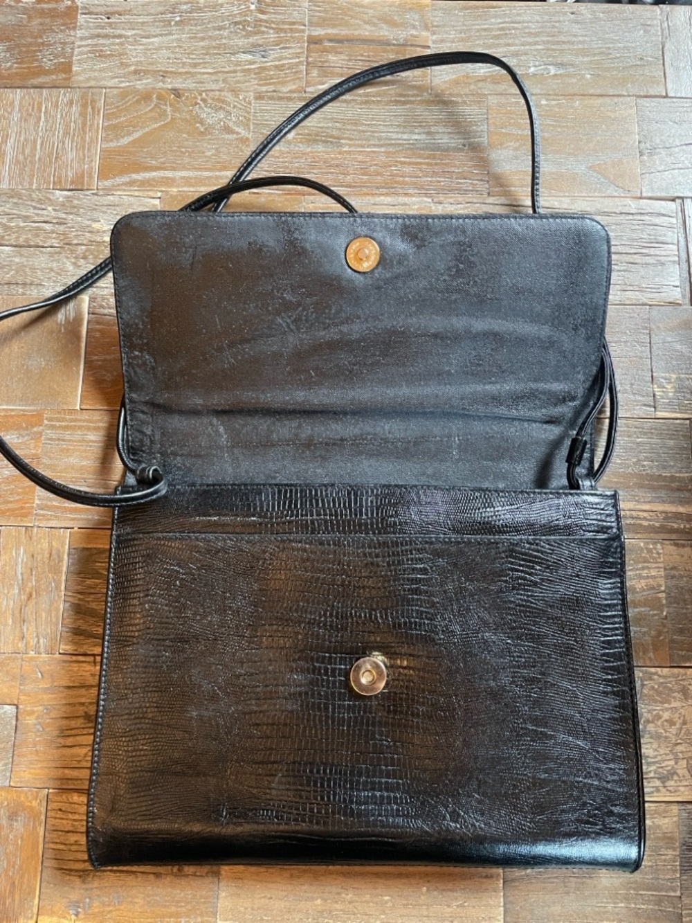 Vintage Austin Designs Reptile Skin Embossed Leather Shoulder Bag - Picture 2 of 15